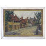 Brian Theodore Norton Bennett (b. 1927), Oil on canvas, Castle Street, Berkhamsted, Hertfordshire.