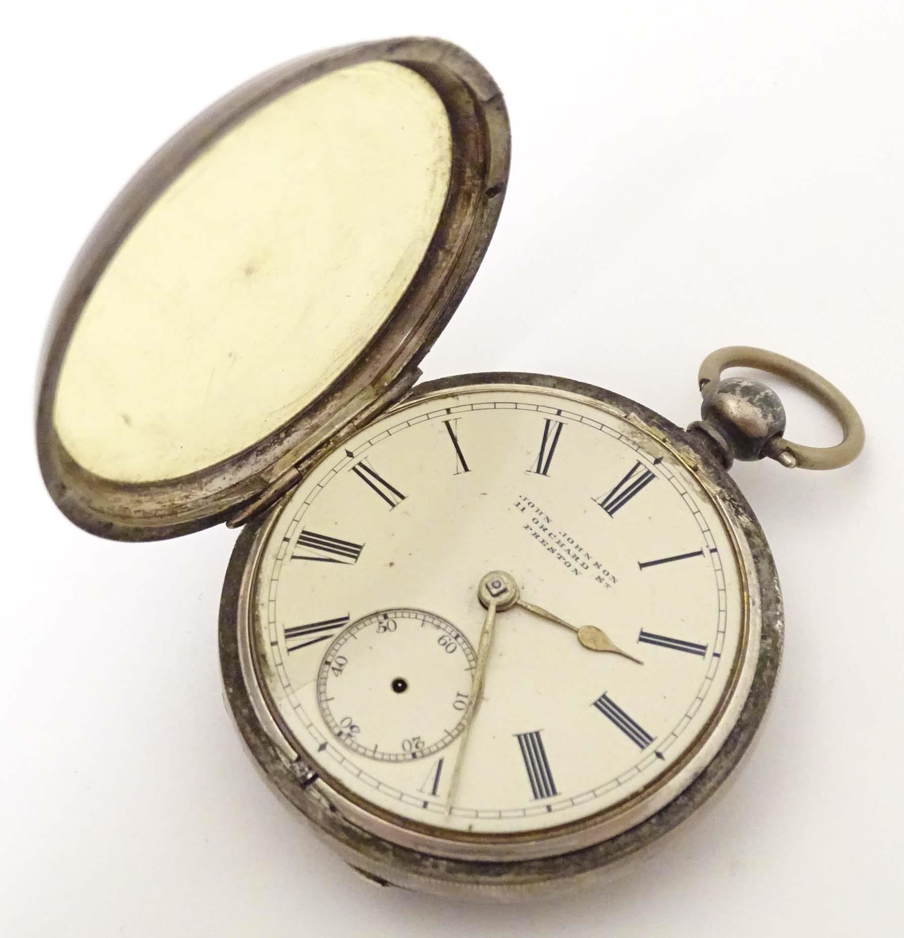 A Victorian silver pocket watch hallmarked Chester 1871, the enamel dial with inset seconds dial and - Image 14 of 18