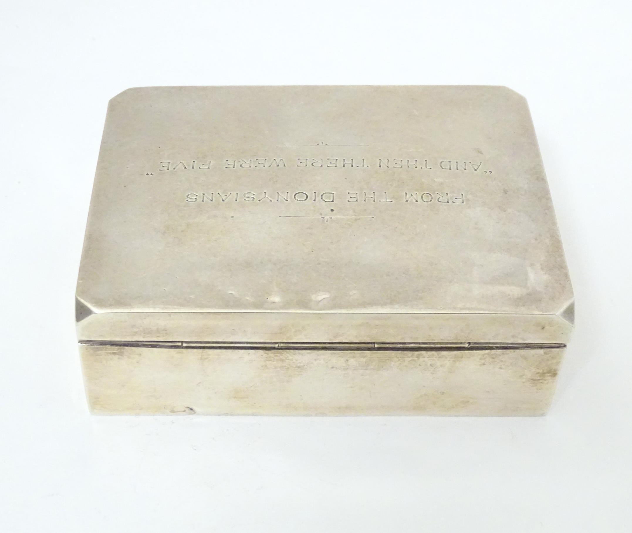 A silver cigarette box with wooden lining. Hallmarked Birmingham 1963 maker W T Toghill & Co. - Image 4 of 8