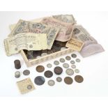 Coins: Assorted 19thC and later English and Foreign coins, tokens, etc. to include an 1838 four