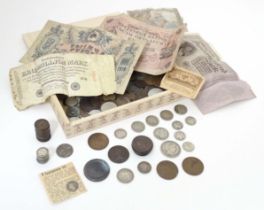 Coins: Assorted 19thC and later English and Foreign coins, tokens, etc. to include an 1838 four