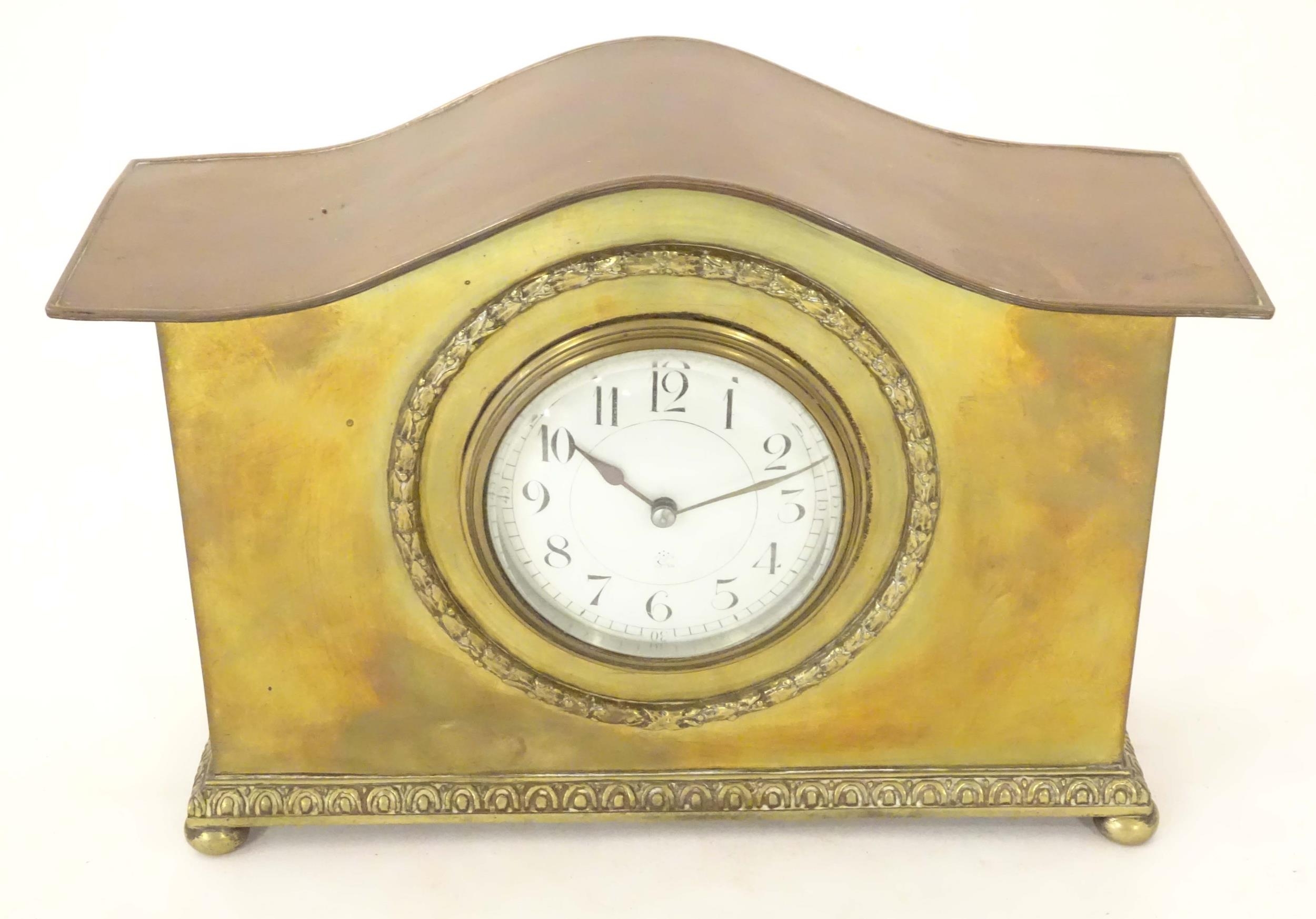 A mantle clock by Japy freres the shaped brass case with enamel dial marked signed Japy freres mark. - Image 6 of 18