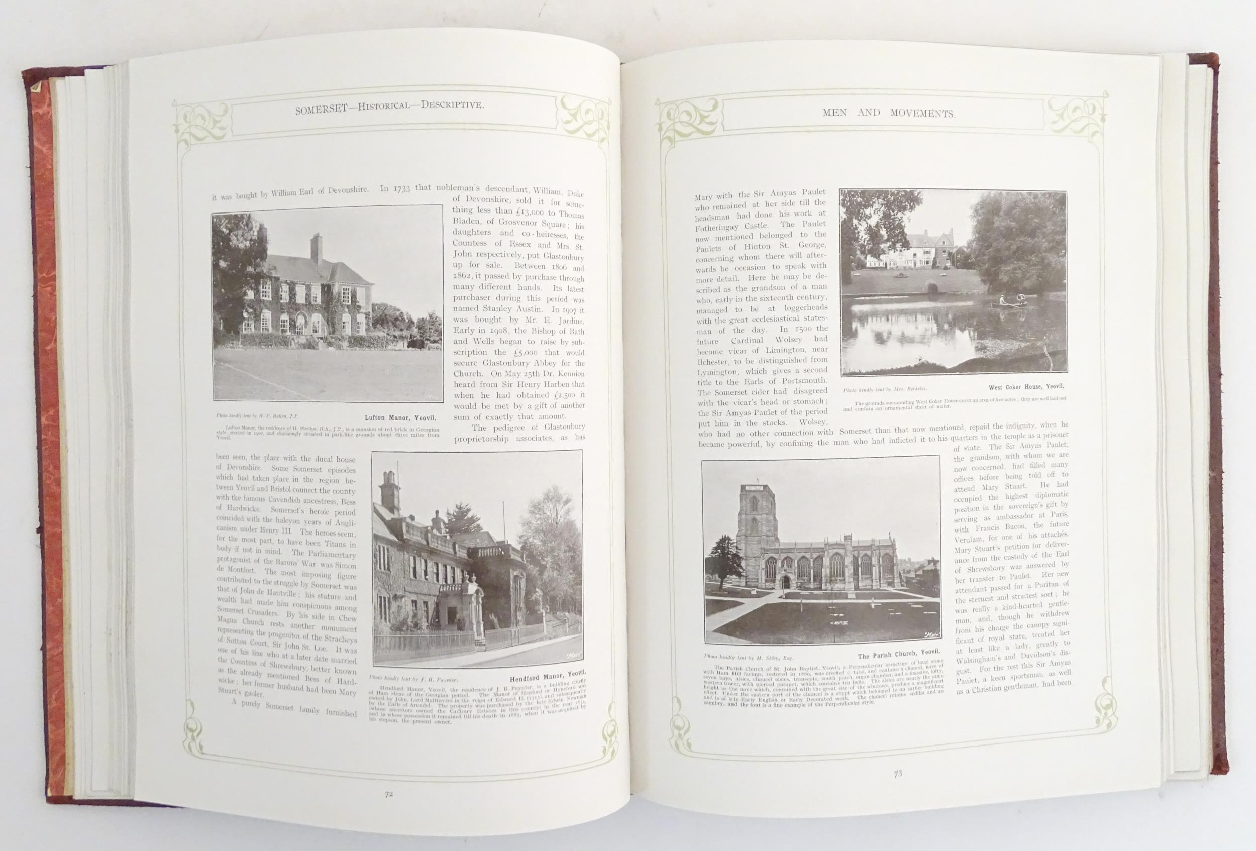 Book: Somerset - Historical, Descriptive, Biographical. Published by W. Mate & Sons Ltd., 1926 for - Image 6 of 11
