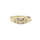 A 9ct gold ring set with central diamond. Ring size approx. J 1/2 Please Note - we do not make