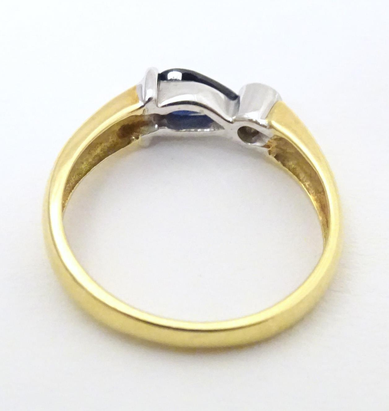 An 18ct gold ring set with sapphire and diamond. Ring size approx. L Please Note - we do not make - Image 5 of 6