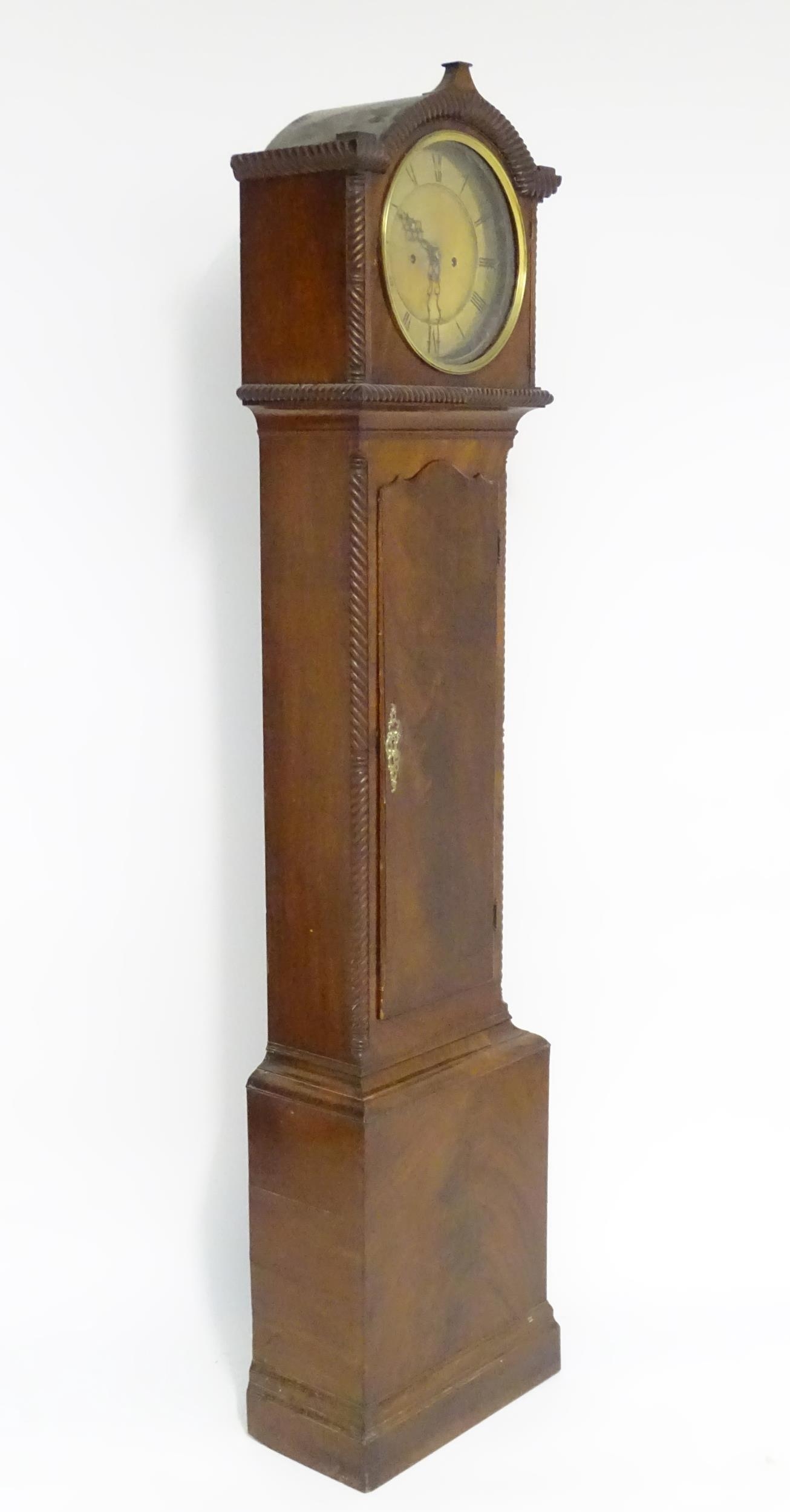 A 19thC mahogany longcase clock, the 8-day movement with circular silvered brass dial. Approx. 79" - Image 12 of 13