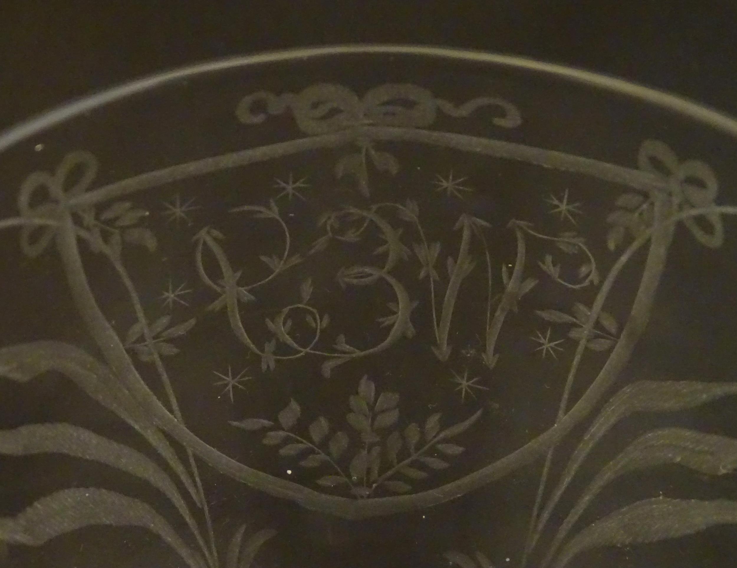 A 19thC glass rummer with engraved decoration depicting windmill and barley detail, with monogram - Image 4 of 9