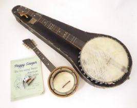 Musical Instruments : a vintage Lyon & Healy (Chicago USA) five-string banjo, with maple neck, steel