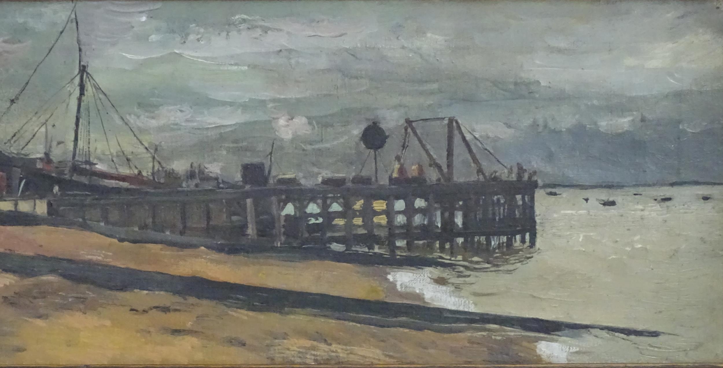 Late 19th / early 20th century, English School, Oil on canvas, A view of the staithe / pier at Deal, - Image 4 of 5