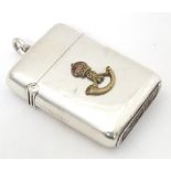 A Victorian silver vesta case with applied Light Infantry insignia, hallmarked Birmingham 1897,