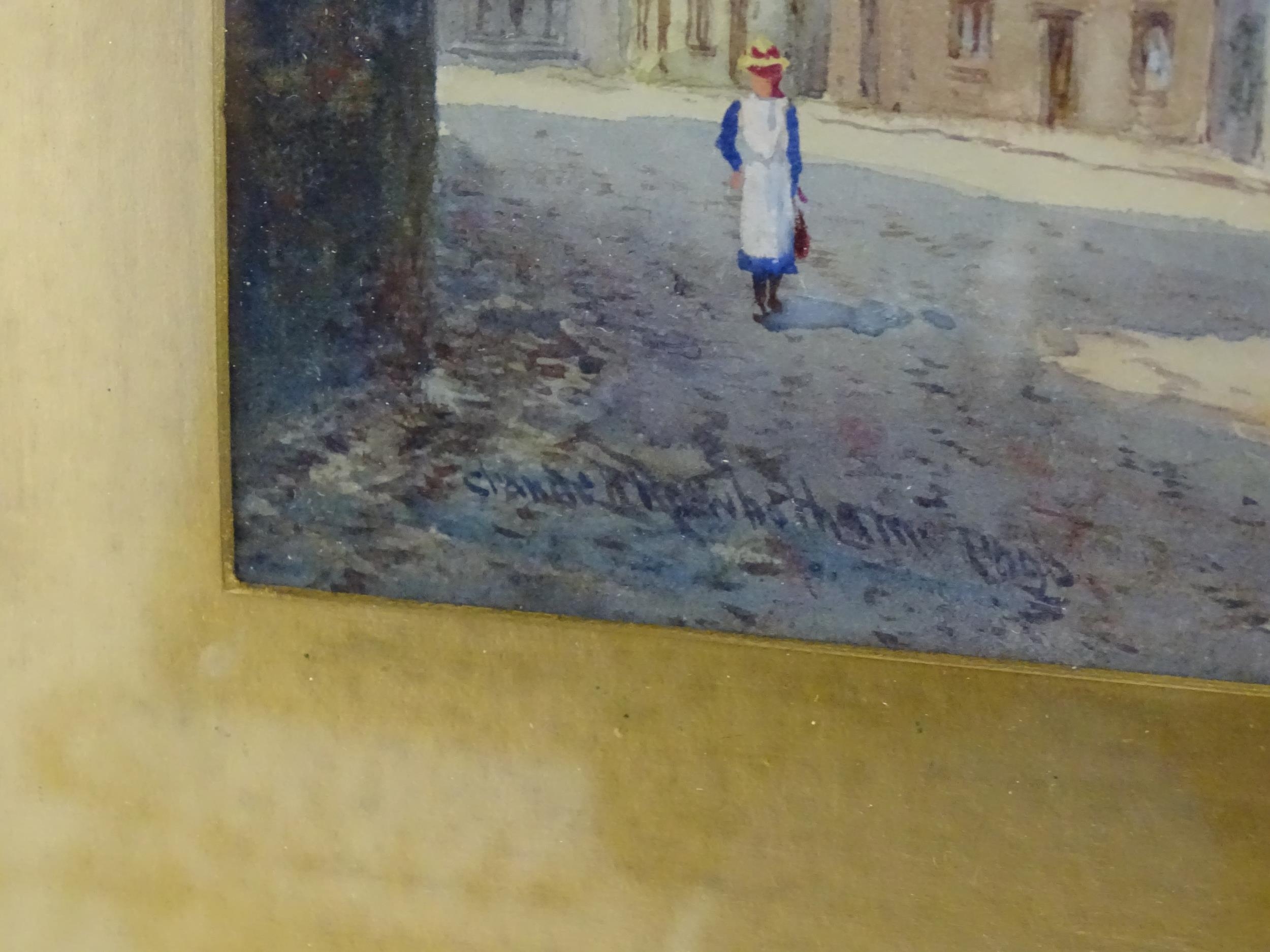 Claude H. Rowbotham (1864-1949), Watercolour, A figure walking through a village. Signed and dated - Image 5 of 6