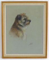 D. W., 20th century, Pastel, A portrait of a terrier dog. Signed with initials DW lower right.