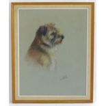 D. W., 20th century, Pastel, A portrait of a terrier dog. Signed with initials DW lower right.