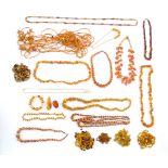 A quantity of assorted bead necklaces to include some amber examples. Please Note - we do not make