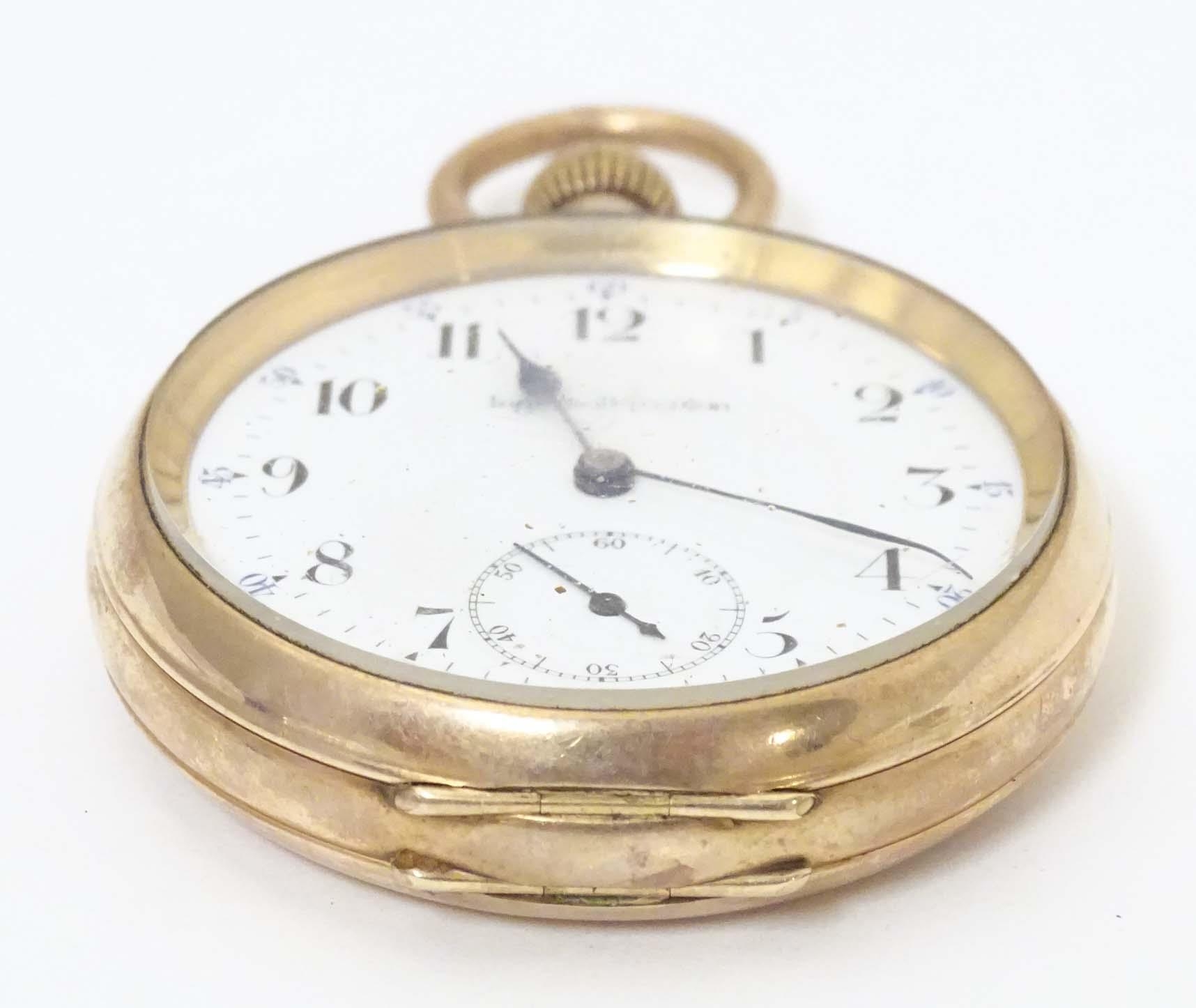 An Ingersol - Trenton 15 jewel pocket watch in a gilt metal case, the enamel dial signed Ingersol- - Image 11 of 11