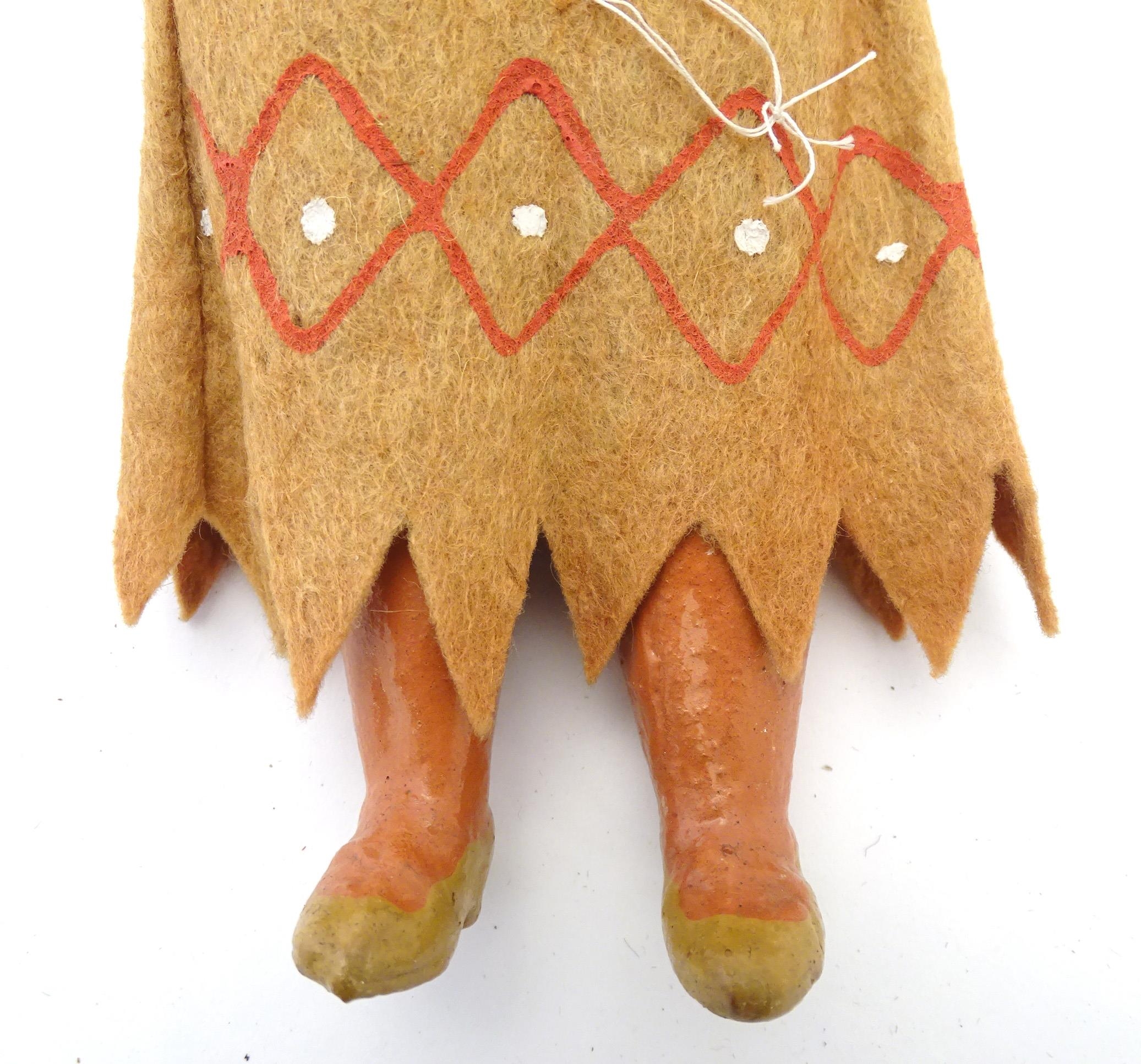 Toy: A 20thC Continental doll modelled as a Red Indian woman, possibly Pocahontas. With a bisque - Image 7 of 12