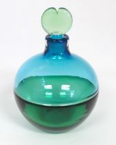 A studio glass scent / perfume bottle in the manner of Mike Hunter. Indistinctly signed under. 5 1/