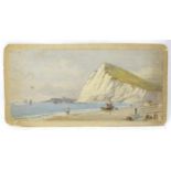 Manner of F. W. Woledge, 19th century, Watercolour, Shakespeare Cliff, A coastal beach scene with