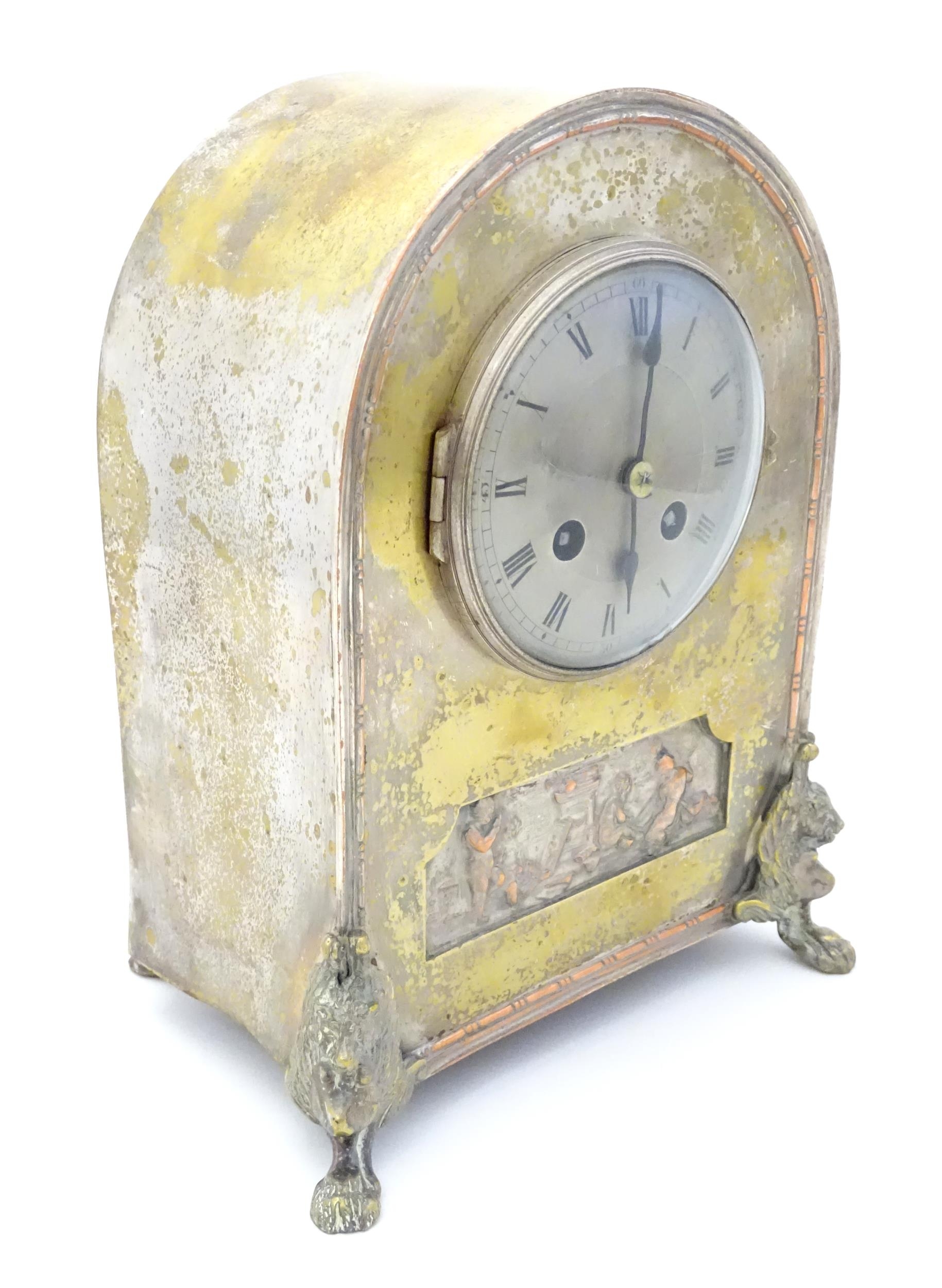 A Japy Freres mantel clock with classical frieze to front. 1/ 1/2" high Please Note - we do not make - Image 5 of 14