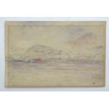 19th century, Pencil, wash and gouache, Weston-Super-Mare from a boat. Titled and indistinctly dated