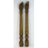 A pair of Regency carved pine columns with Corinthian style capitals. 81" high. Please Note - we