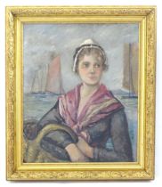 French School, Early 20th century, Oil on canvas, The Fisherman's Daughter, An impressionist style