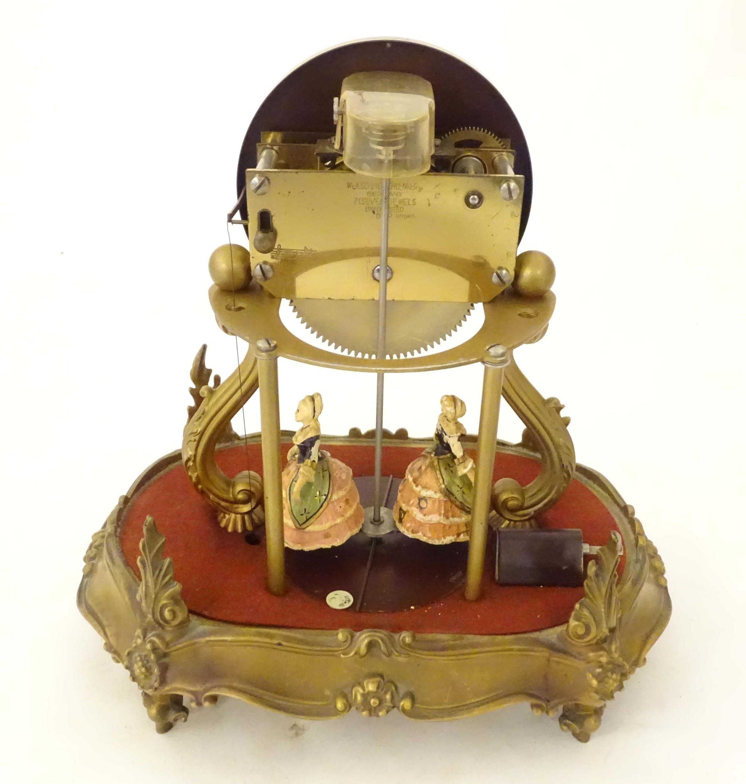 W & A Schmid Schlenker Jr - A German musical clock with hand painted figural decoration. The dial - Image 8 of 11