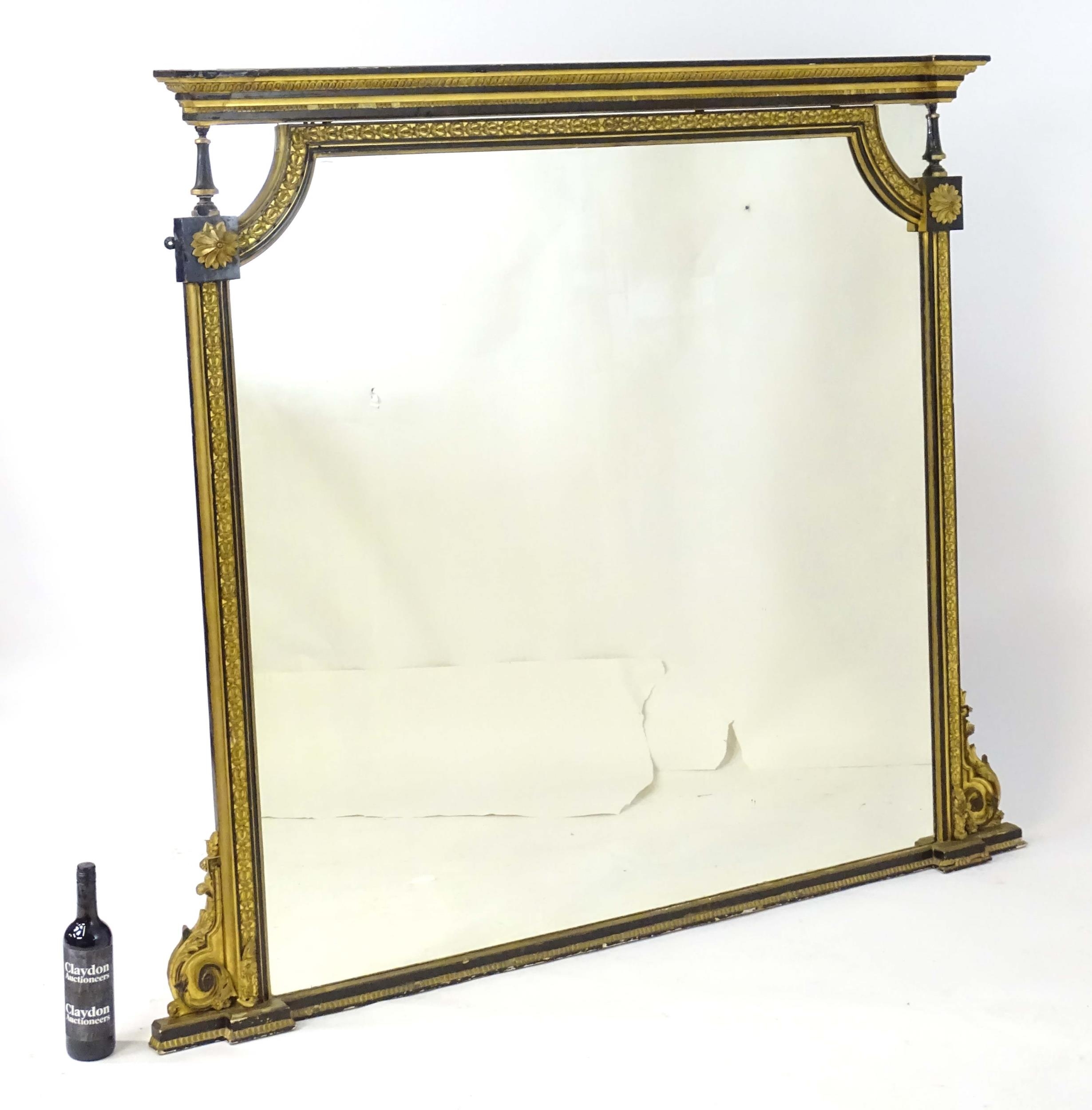 A Regency period over mantle mirror having a moulded cornice above gilt and gesso egg and dart - Image 6 of 20