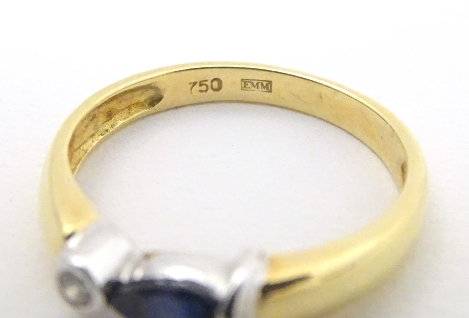 An 18ct gold ring set with sapphire and diamond. Ring size approx. L Please Note - we do not make - Image 2 of 6