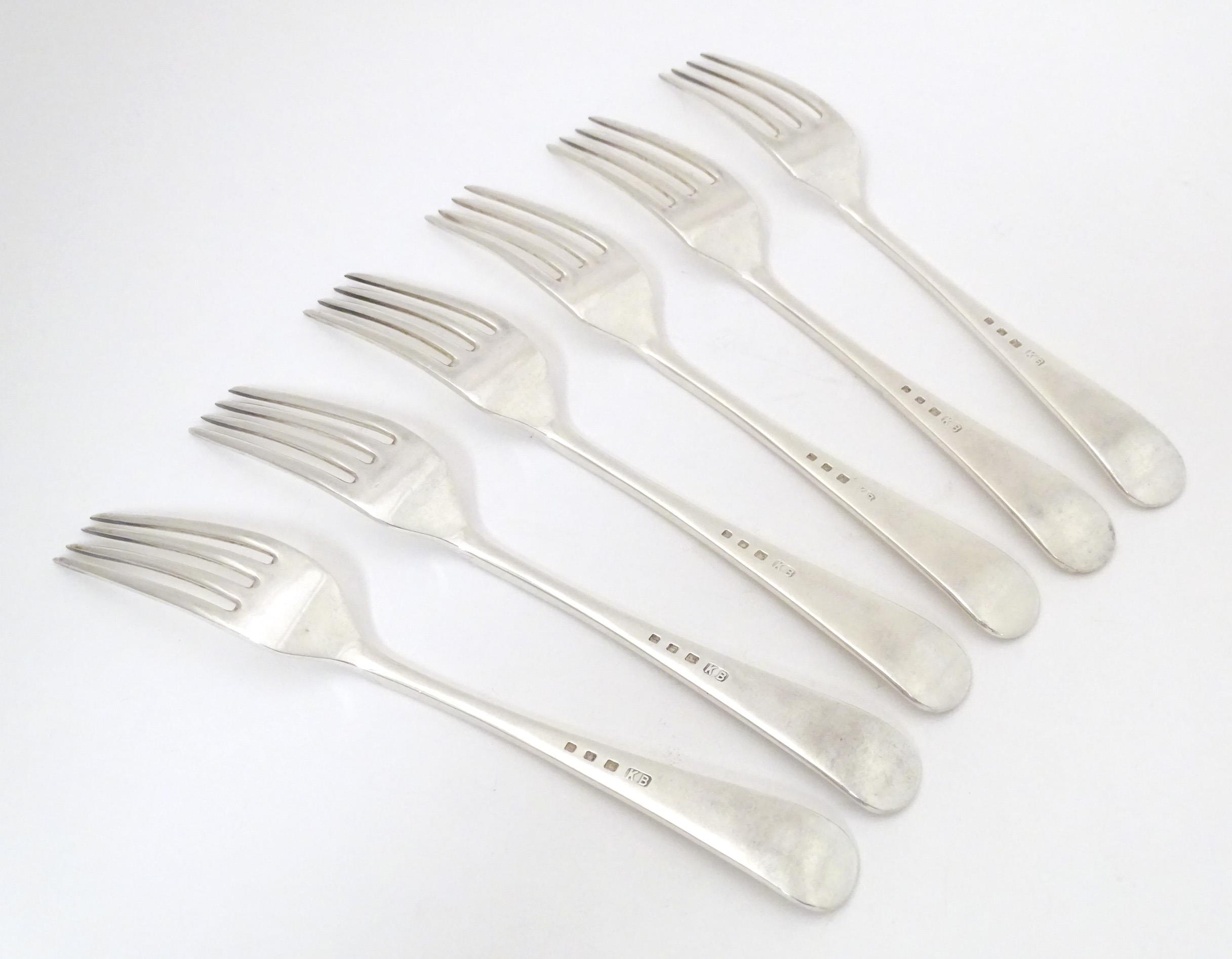 A set of six silver forks hallmarked London 1936, maker Kemp Brothers. Approx. 7 1/2" long (6) - Image 6 of 6