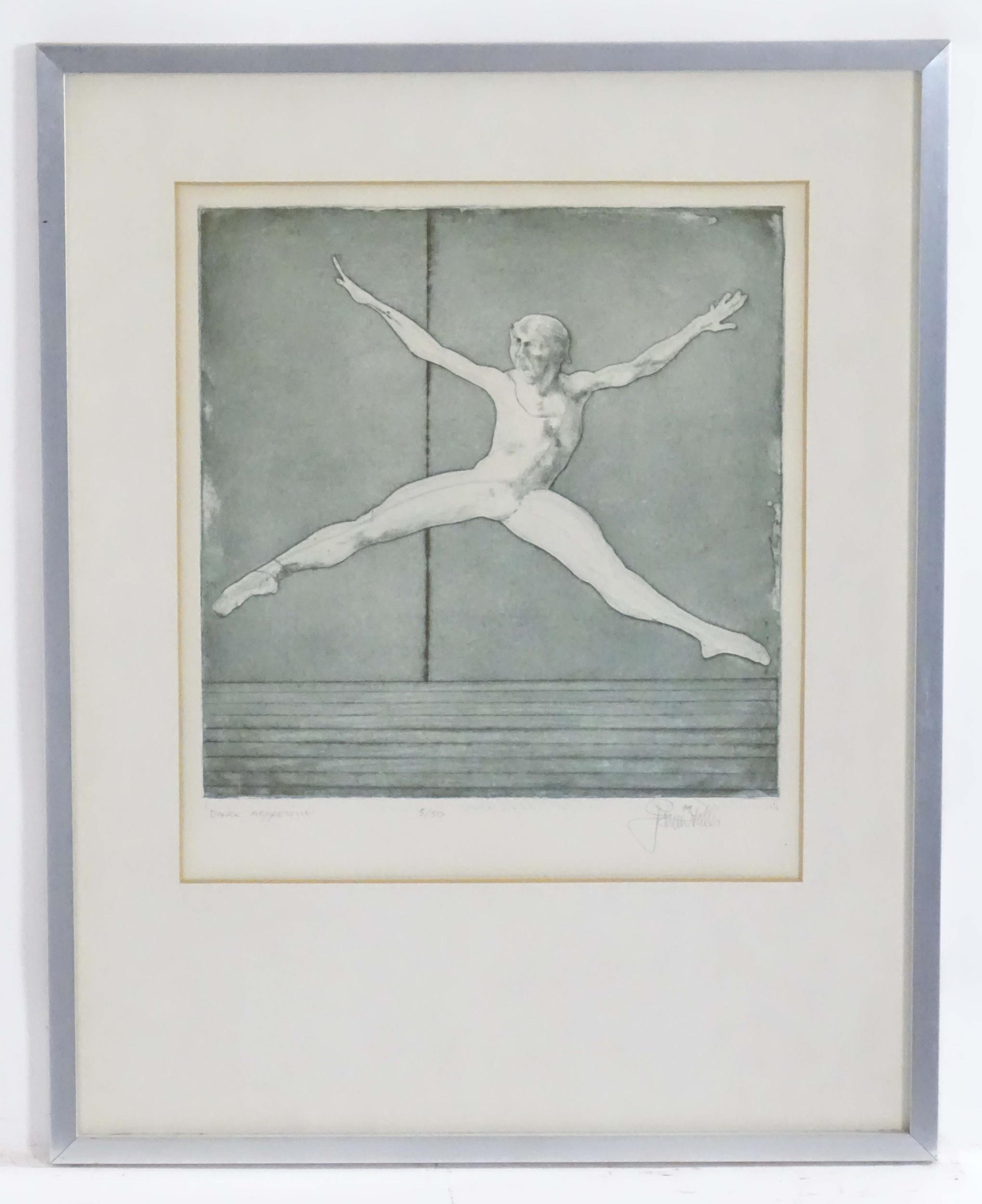 John William Mills (b. 1933), Limited edition etching, Dance Aggressive. Signed, titled, dated (19)