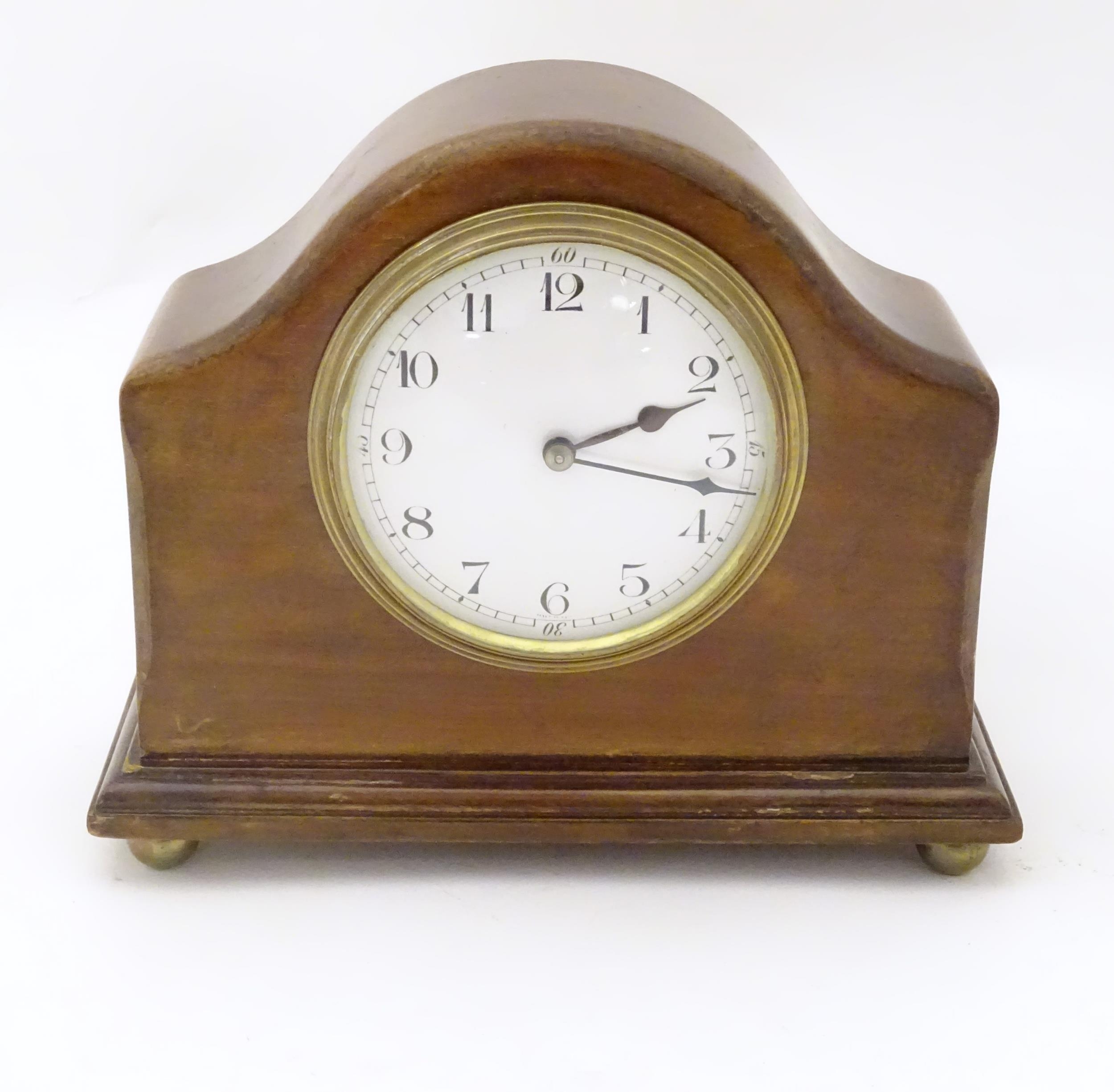 A 20thC mantel clock with French movement. 7 1/2" wide Please Note - we do not make reference to the - Image 10 of 10