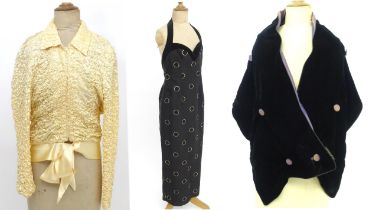 Vintage fashion / clothing: A black halter neck dress by Terence Nolder in UK size 12, a vintage zip