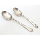 Two silver teaspoons, one hallmarked Sheffield 1919, maker Cooper Brothers & Sons Ltd., the other