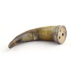 A 19thC horn powder mull with a silver plated mount. Approx. 5" long Please Note - we do not make