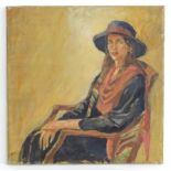 Albany Wiseman (1930-2021), Oil and acrylic on canvas, A portrait of a seated young woman wearing