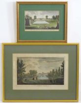 After Jean Baptiste Claude Chatelain, 19th century, Two hand coloured engravings depicting Stowe