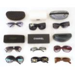 Vintage fashion: a quantity of assorted sunglasses, some with cases (9) Please Note - we do not make