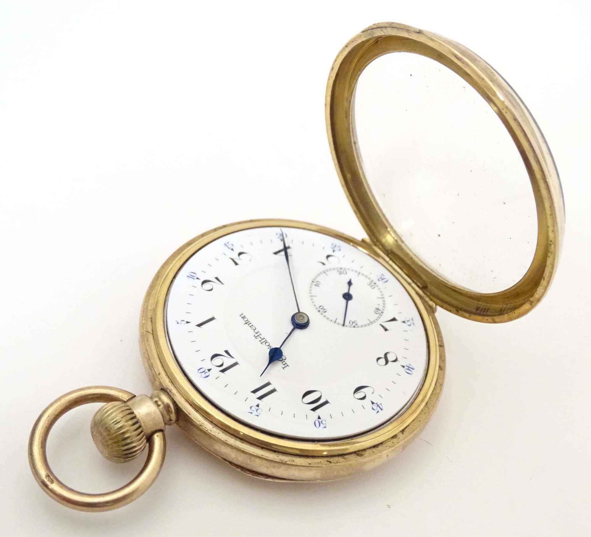 An Ingersol - Trenton 15 jewel pocket watch in a gilt metal case, the enamel dial signed Ingersol- - Image 4 of 11