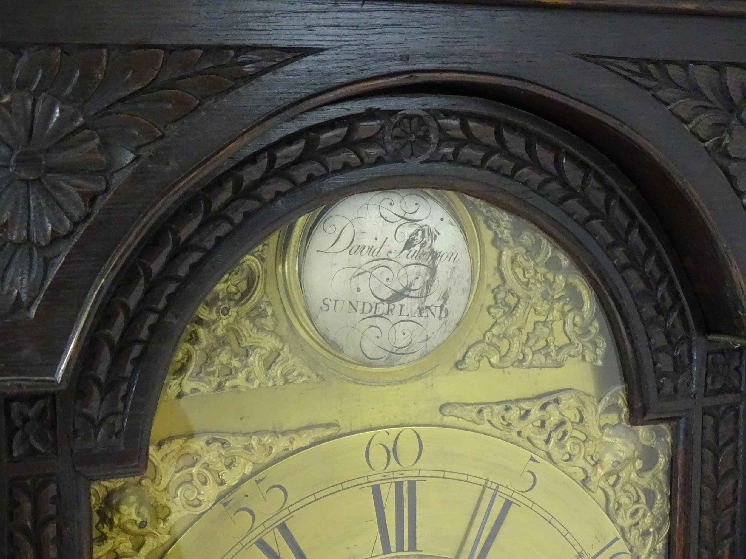 A late 18thC / early 19thC 8-day long case clock., the brass dial with subsidiary seconds dial and - Image 6 of 13