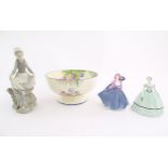 Assorted ceramics to include a Lladro lady, Rabbit's Food, model no. 4826, two Coalport ladies,