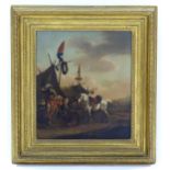 Manner of Philips Wouwerman (1619-1668), Oil on board, A military encampment with cavaliers,