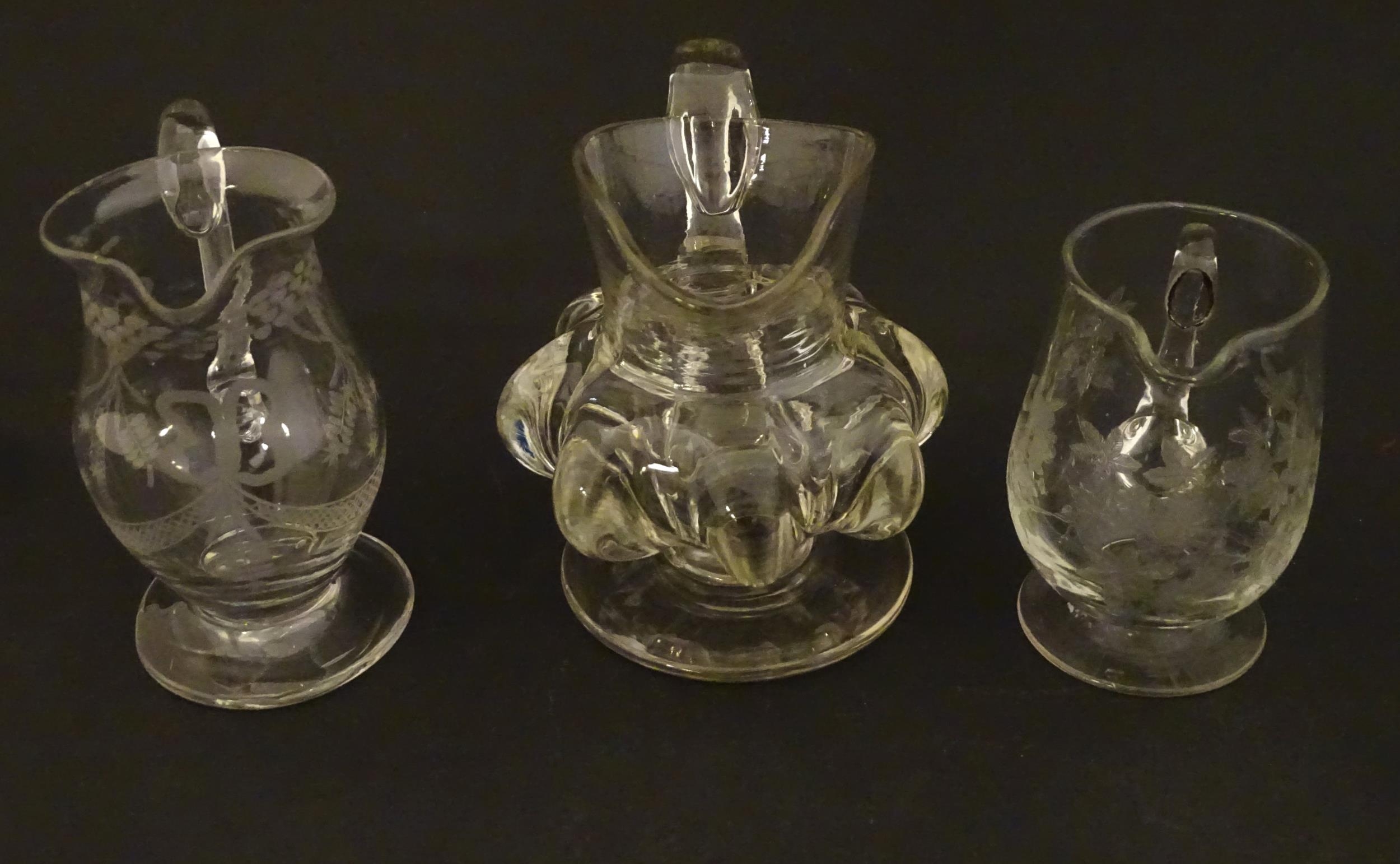 Three various 19thC and later cream jugs. The tallest 4" high Please Note - we do not make reference - Image 3 of 7