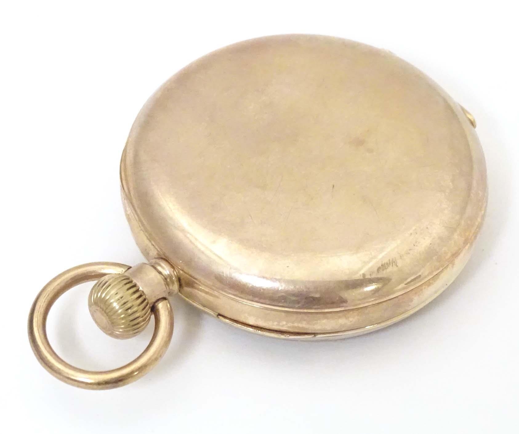 An Ingersol - Trenton 15 jewel pocket watch in a gilt metal case, the enamel dial signed Ingersol- - Image 10 of 11