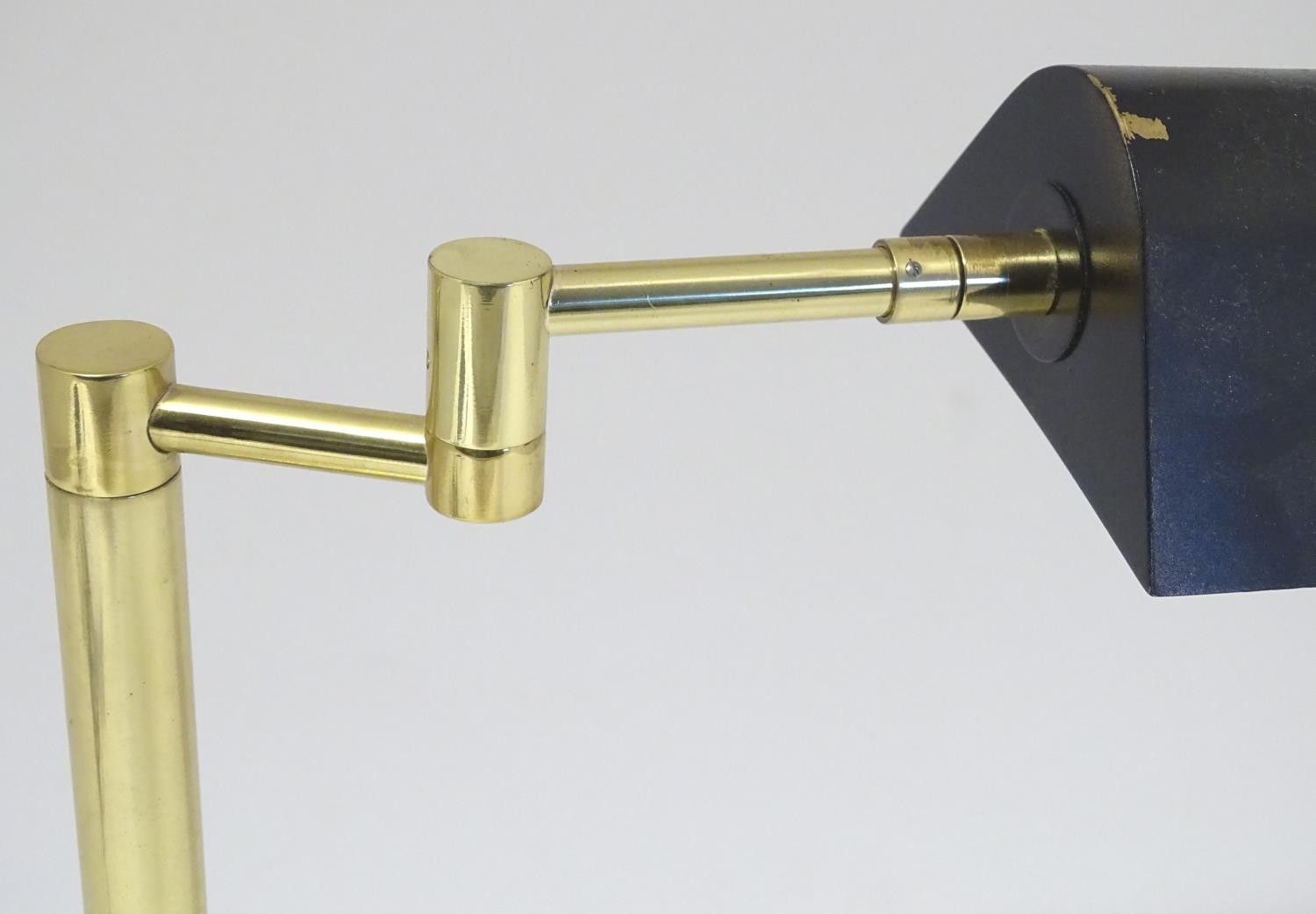 A mid to late 20thC Art Deco style brass table lamp, with articulated and adjustable shade and - Image 6 of 6