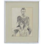 20th century, Pencil, A portrait study of two punk figures, a man and woman with spiked hair,