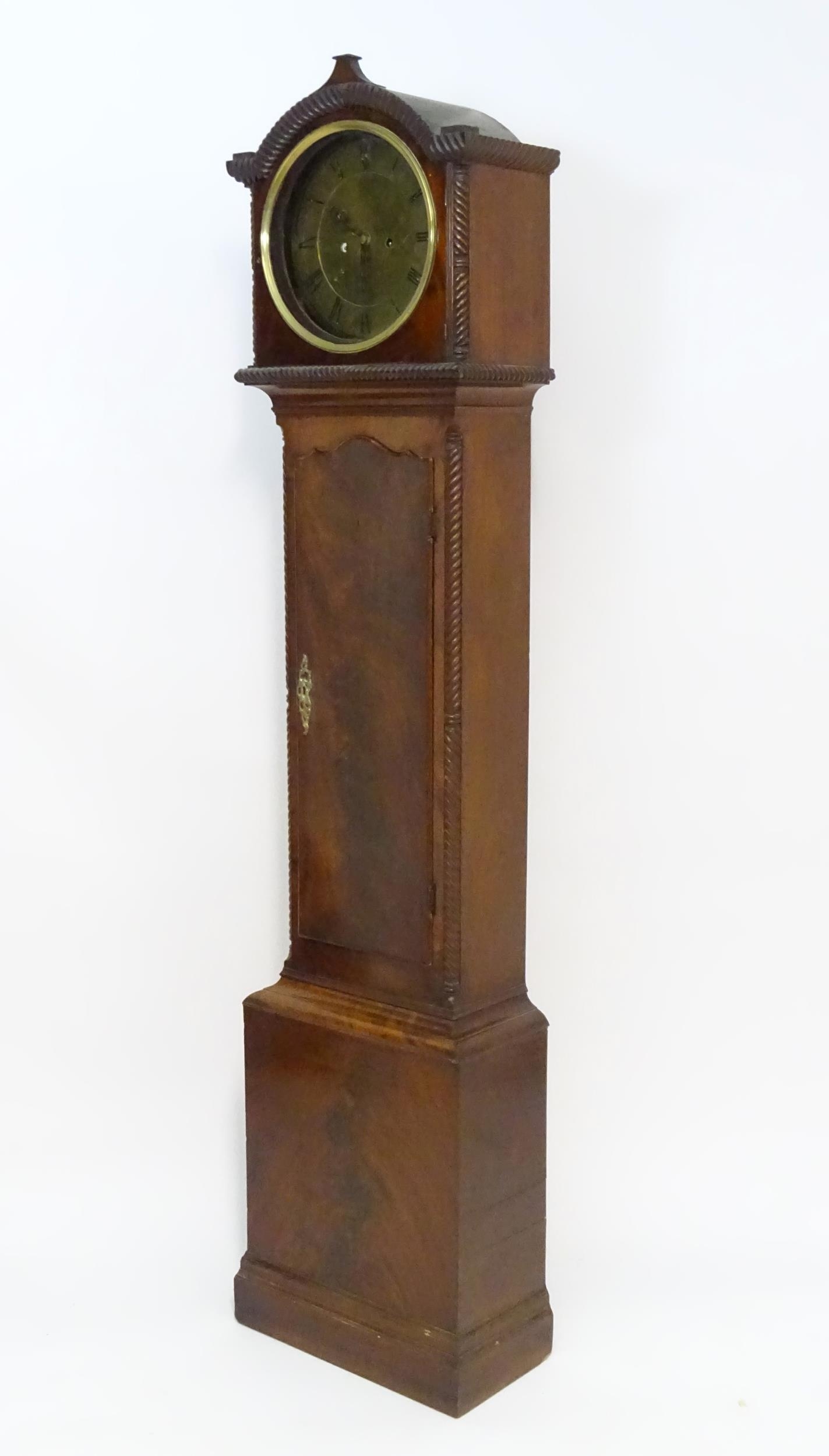 A 19thC mahogany longcase clock, the 8-day movement with circular silvered brass dial. Approx. 79" - Image 3 of 13
