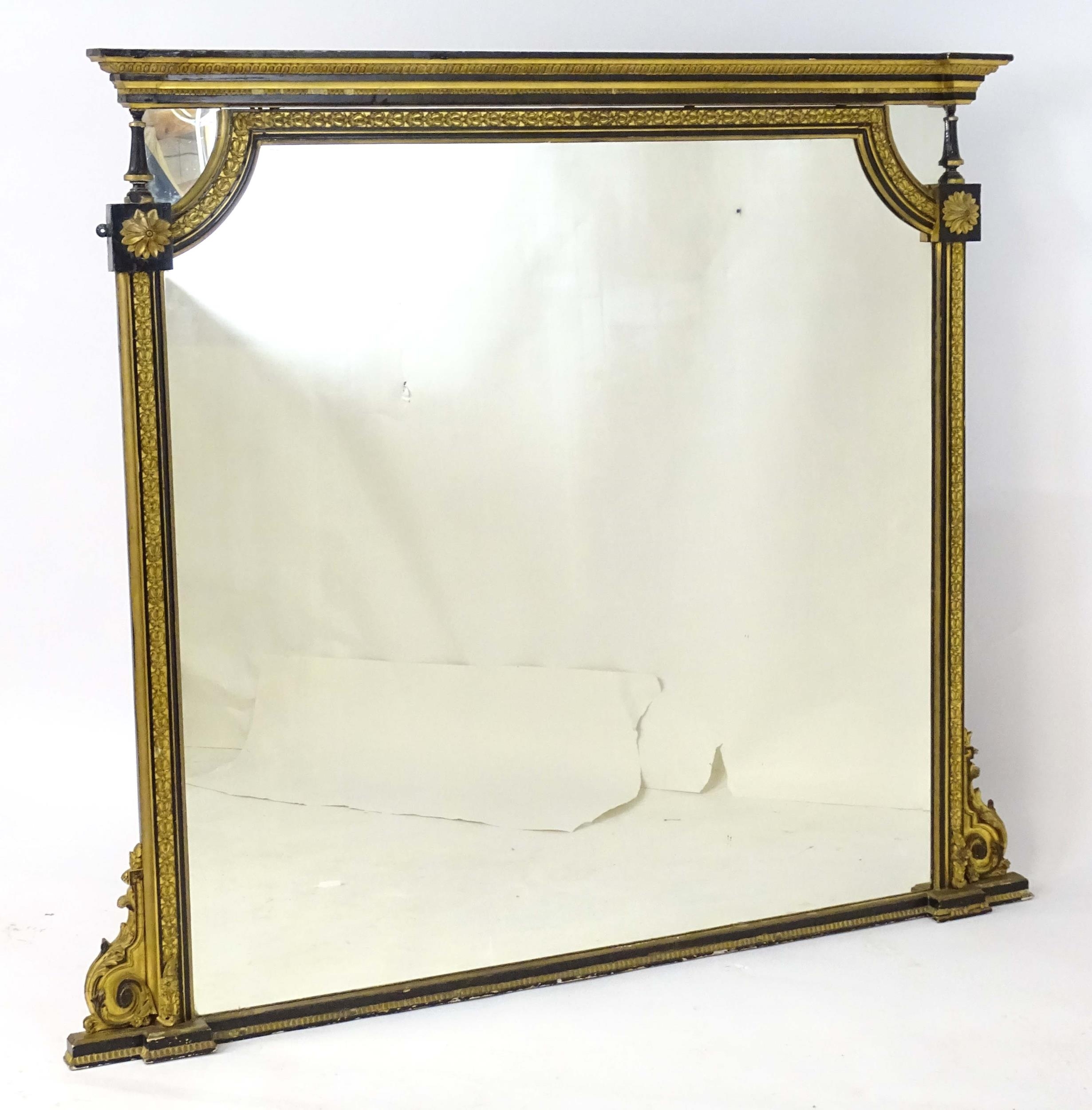 A Regency period over mantle mirror having a moulded cornice above gilt and gesso egg and dart - Image 13 of 20