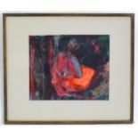20th century, Oil on paper, The Seated Dancer. Approx. 9 1/2" x 11 1/2" Please Note - we do not make
