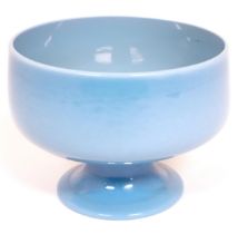 A 19thC opaline blue glass sugar bowl with pedestal foot. Approx 5" diameter x 3 3/4" high Please